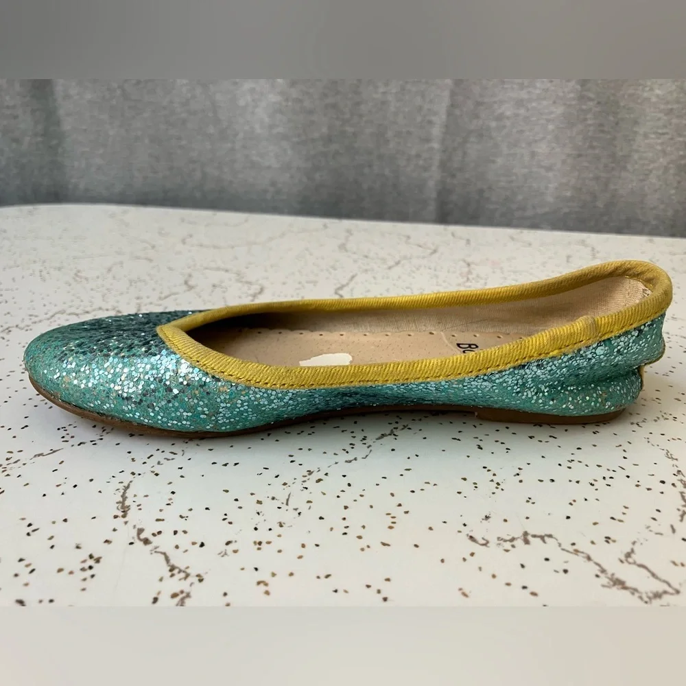 Mini Boden Sparkly Glitter Ballet Flats - Size 29 EU, Little Kids' 11.5 US -AQUA